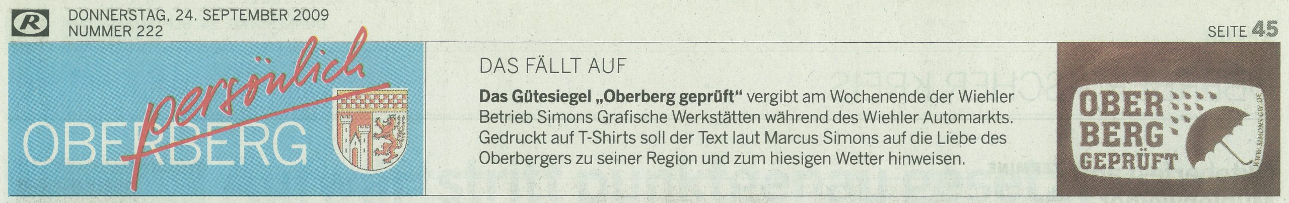 2009-09-24 OVZ „Gütesiegel Oberberg geprüft“